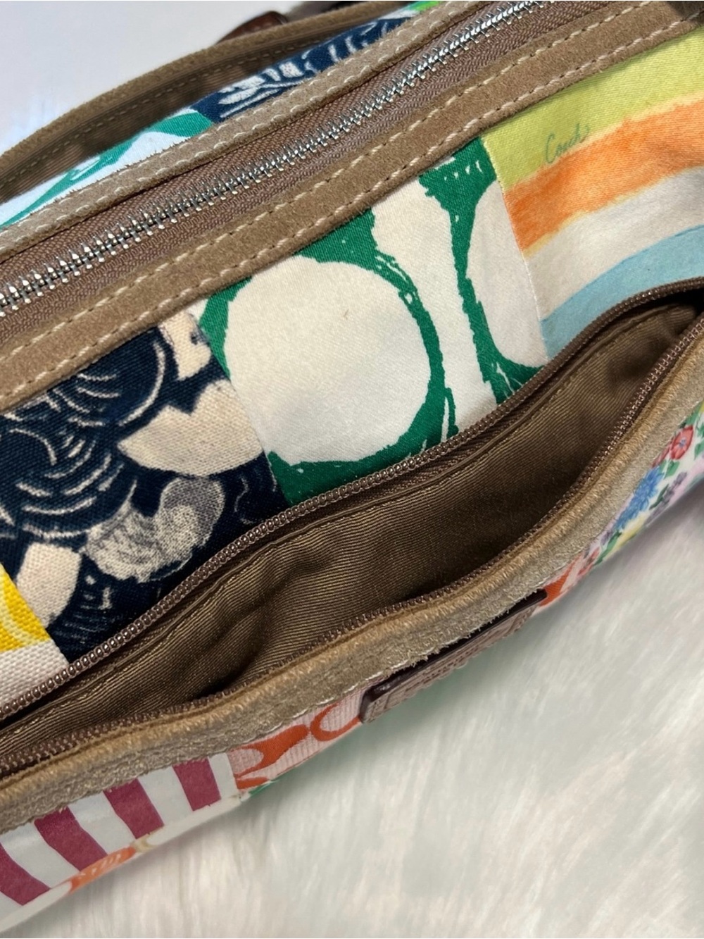 Coach Hamptons Scribble Multicolor Patchwork Barrel Shoulder Bag - Picture 8 of 11